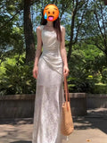 White Lace Sling Dress Women's Summer 2026 New French Temperament High-End Feel-A-Suited Ass Long Dress