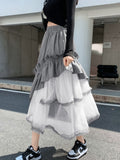 Design Sense Of Irregular Skirt Cake Skirt Long Ponum Skirt Thin 2025 New Personalized Yarn Skirt
