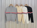 2025 Autumn And Winter New Women's Design Feel Cardigan Sweater Female Hit Striped Ocean Gas Age Cut-Down Knitting Top