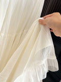 Spring High-Waisted Lotus Leaf Side Net Yarn Large Swing Half-Dress Woman 2026 New Gentle Thin Fall A-Word Dress
