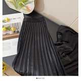 Autumn 2025 French Fashion Shiny Feeling 100 Folded Skirt Women High-Waist A Word Loose Umbrella Skirt Tide