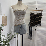 Real Shot Lace Lace With Bra Tempo Vest With Chest Cushion Anti-Slip Slipless Short Sleeveless Top 23667