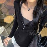Pink Half-Necked Bottom-Up Women's 2025 New Light Luxury High-End Feeling Can Wear Long Sleeves Inside The T-Shirt Small Top