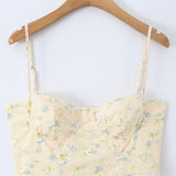 Women's Clothing 2026 New French Yellow Broken Flowers Waist Holiday Sling Skirt