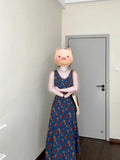 Vintage French V-Necked Floral Dress Women's Summer 2025 New Seaside Vacation Sleeveless Vest Long Dress