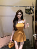 Orange Collar Knitted Sling Women 2026 Summer Outside Wearing A Small Sense Of Design To Open Fork On The Sleeveless Clothes