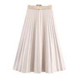 Autumn 2025 New Female Fashion Elegant Belt 100-Folded Skirt 30462666