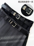 100-Fold Korean Version Of French Vintage Spring 2025 New A-Word Skirt High-Waisted Umbrella Skirt Thin And Long Gray