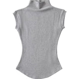 Thai-Style Solid-Colored Elastic Arc Waist-Side Vest T-Shirt Girl With Pure Desire To Ultra-Short-Sleeved Half-Necked Ants Waist T