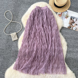 Fairy Half-Body Dress 2026 New High-End Folding Pendant Mesh Dress High Waist Thin A Word Medium Long Skirt
