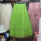 2025 Summer Explosion Fashion Mesh Cake Half-Dressed Dress Woman