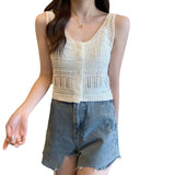 Empty-Sleeved Sling Vest Women 2025 Summer New Korean Version Of The Thin Outer Wear Knitted Open Shirt Top