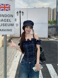 French One-Word Collar Slanted Short-Sleeved T-Shirt For Women's Summer Design Sense Of The Lotus Leaf Side Short-Carved Shoulder Coat