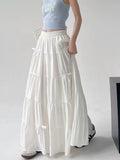 New Spring And Summer Korean Version Of Comfortable Splicing Bow Half-Body Skirt High-Waisted Umbrella Skirt Skirt Skirt Skirt Skirt