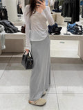 2025 Summer Summer Modal Dress Women Feel Loose Soft Casual Simple Gray Hip Long Skirt