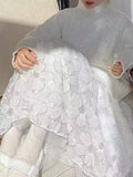 Slid Dress Autumn/Winter 2025 Autumn And Winter New French Sweet Lace Flower Yarn Skirt In The Long Swum Half-Dressed Skirt