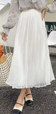 Two Sides Wearing Pit Strip Net Yarn 100-Fold Skirt 2025 Spring And Summer New Ice Silk A-Word Umbrella Skirt In The Long Skirt