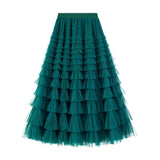 Net Yarn Lotus Leaf Side Temperament Skirt Women's Dress 2025 Spring And Autumn New Famous Woman Long Dress Thin Cake Skirt 2210