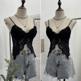 Real Shot Abstinence Hottie Low Breast With Breast Pad Lace Slings Vest V-Neck Butterfly-Like Umbilical Umb 3045
