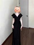 Hepburn French Black V-Neck Dress Women's Summer 2025 New High-End Temperament Gentle Dress