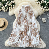 National Feng Shui Ink Painting Print Skirt Women's New High-Waist Long A Word Thin Fishtail Skirt 100-Fold Skirt
