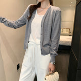 Great-Looking V-Neck With Thin Long-Sleeved Knitted Shirt Coat Woman 2025 New Loose Lazy Morning Autumn Top