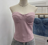 Real Pat With Chest Pad Outside Wearing Bra Vest In Autumn And Winter With Sexy Slimming Cowboy Sleeveless Top Lady 8103