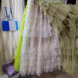 New Women's High-End Sense Summer Temperament British Net Yarn Cake Skirt Punt Skirt Solid Color A Word Half-Body Skirt