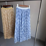 Korean Gentle Temperament Retro Lattice Loose Waist Loose A-Shaped Skirt Flexible Net Yarn Skirt