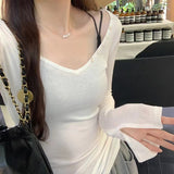 Spice Girls Big V-Neck Pure Wanted Button Striped Thin Autumn New Long-Sleeved Shirt T-Shirt Girl