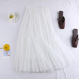Hundred Folded Net Dress New Pure Color Bottom Skirt Small Fresh Medium And Long Skirt Big Swing Pony Skirt