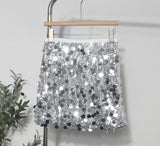 Smooth High-Waist Shiny Babes Half-Dress A-Word-Packed Birthday Party Short Skirt 91116