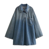 2025 Spring And Summer New Women's Simple Fashion Wind Wind Collar Loose Denim Dress