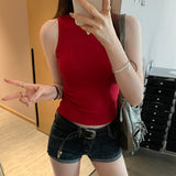 Spring And Summer New Milk Call Inside The Folding Sling Vest Women 2025 French Outer Wear Sleeveless Bottom Top