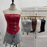 Street Breeze Leather Buckle With Chest With Chest Cushion Anti-Slip Wrapped Chest Vest Pu Leather Top 2781