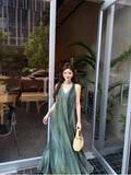 2026 New Lazy French Green Sleeveless Sleeveless Dresses Women's Summer Seaside Vacation Fairy Dress