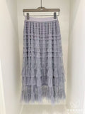 2025 New Sweet Slim Dress Women's Autumn And Winter Purple Gradient Mesh Yarn Long Cake Skirt Skirt