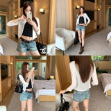 Light People Gao Zhi Repair Button Neck Knitted Shirt Women's 2026 Summer New Unique Beautiful Open Shirt Top