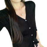 Korean Beautiful Thin V-Neck Seven-Sleeve Knitted Cardigan Women 2026 New Beautiful Small Outer Hoodie Shirt