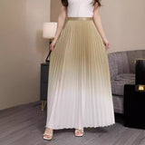 Gradient Color Half-Dress Woman High Waist Thin Feeling Fell 100 Folded Skirt In The Long A-Word Skirt