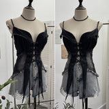 Real-Hand Shot Vintage Babes With Thaired Hairy Denim Sling Vest Short Umbilly Sleeveless Top 2690