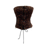 Real-Patting Leopard-Print T-Traceed Bra Strap Chest Pad Anti-Slip Short Repair Vest Top 6230