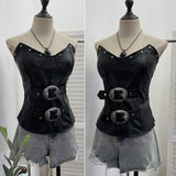 Punk Babes Heavyweight Slimming Bra Wrapping Pu Skin Bra Strap Chest Cushion Sleeveless Top 2783