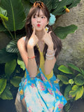 Dopamine Pure Hot Girl Yellow Bra Strapd To Women's Summer Holiday Dress Wearing Atmosphere Set