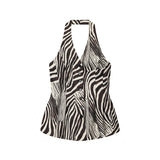 2025 New Suit Women's Hanging Neck Top Wide Leg Trousers Design Zebra 87095768