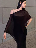 Irregular Bat Sleeve Cloak Sunscreen Knitted Girl Summer Chic One-Word Shoulder Loose-Fitting Thin Top