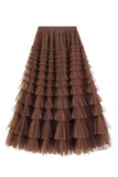 Net Yarn Lotus Leaf Side Temperament Skirt Women's Dress 2025 Spring And Autumn New Famous Woman Long Dress Thin Cake Skirt 2210