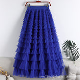 Net Yarn Splicing Cake Skirt 2025 Spring, Summer And Autumn And Winter New Medium And Long Skirt A-Word Long Skirt Pong Yarn Skirt