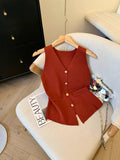 Little Xiangfeng V-Neck Knitted Sleeveless Vest Women's Autumn High-End Horse Clip Cardigan Small Back Hollow Top