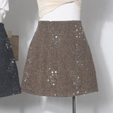2025 Winter Dress Nails Flashing Shiny Half-Dress High Waist Thin A Word Anti-Walking Bag Hip Skirt 8585